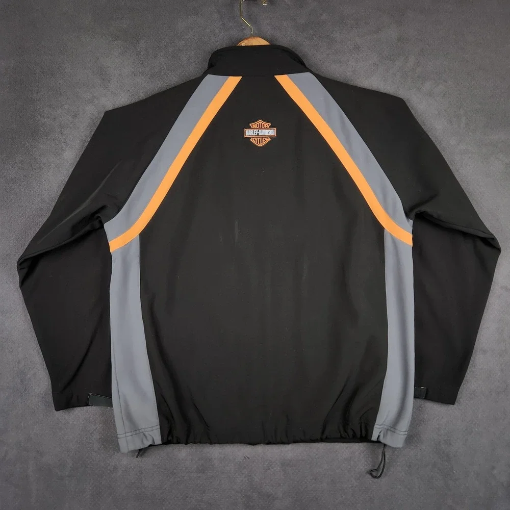 Harley Davidson Screamin Eagle Jacket Mens XL Black Orange Softshell Performance